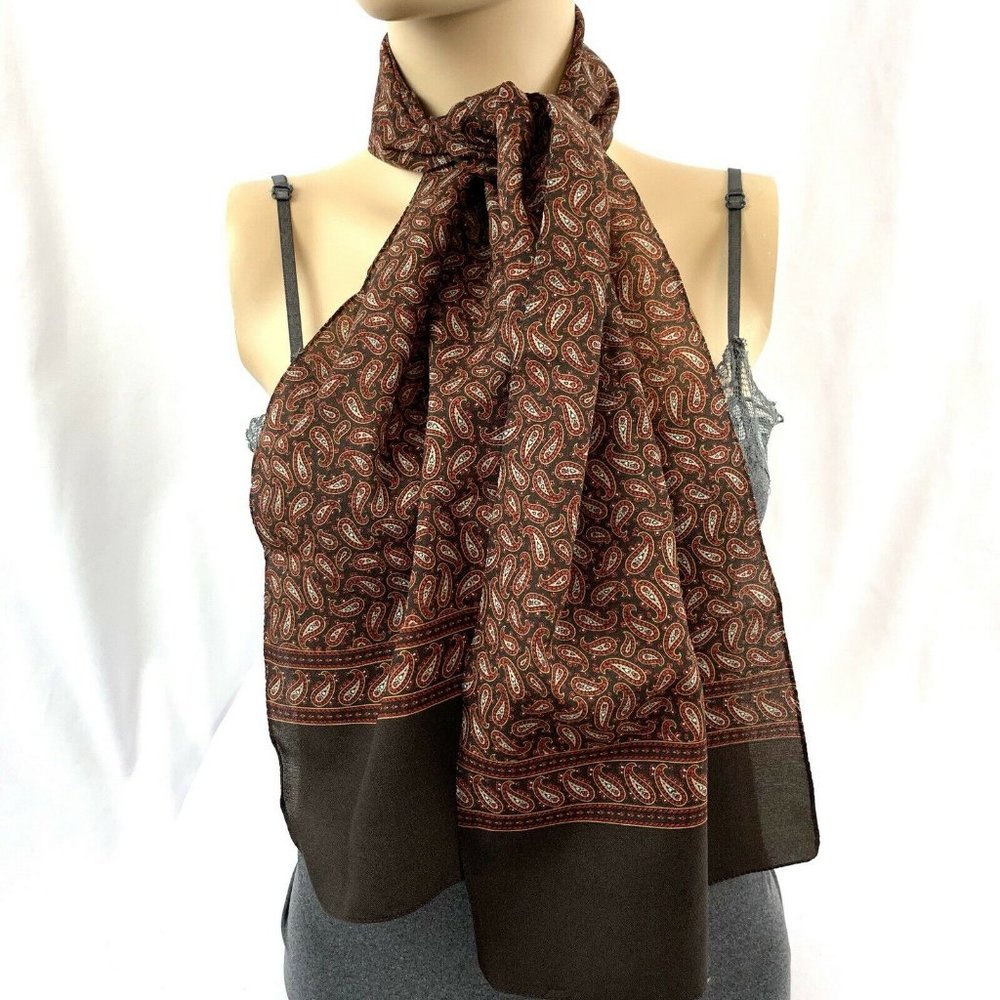 Vintage PIER GIORGIO Scarf Brown Paisley Italy 54"